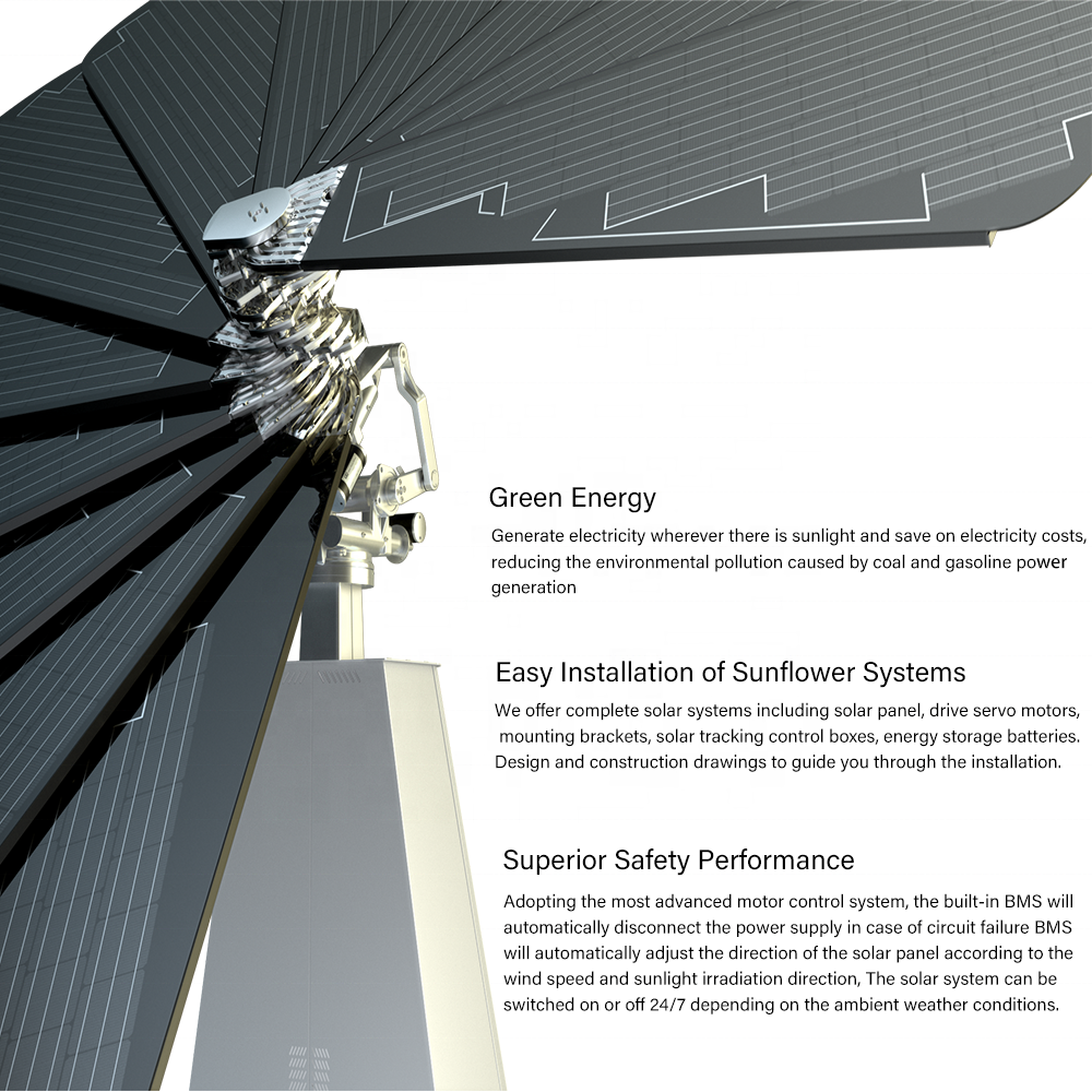 3KW Sunflower solar Panel Generation System Smart Sunflower With Automatic Control System
