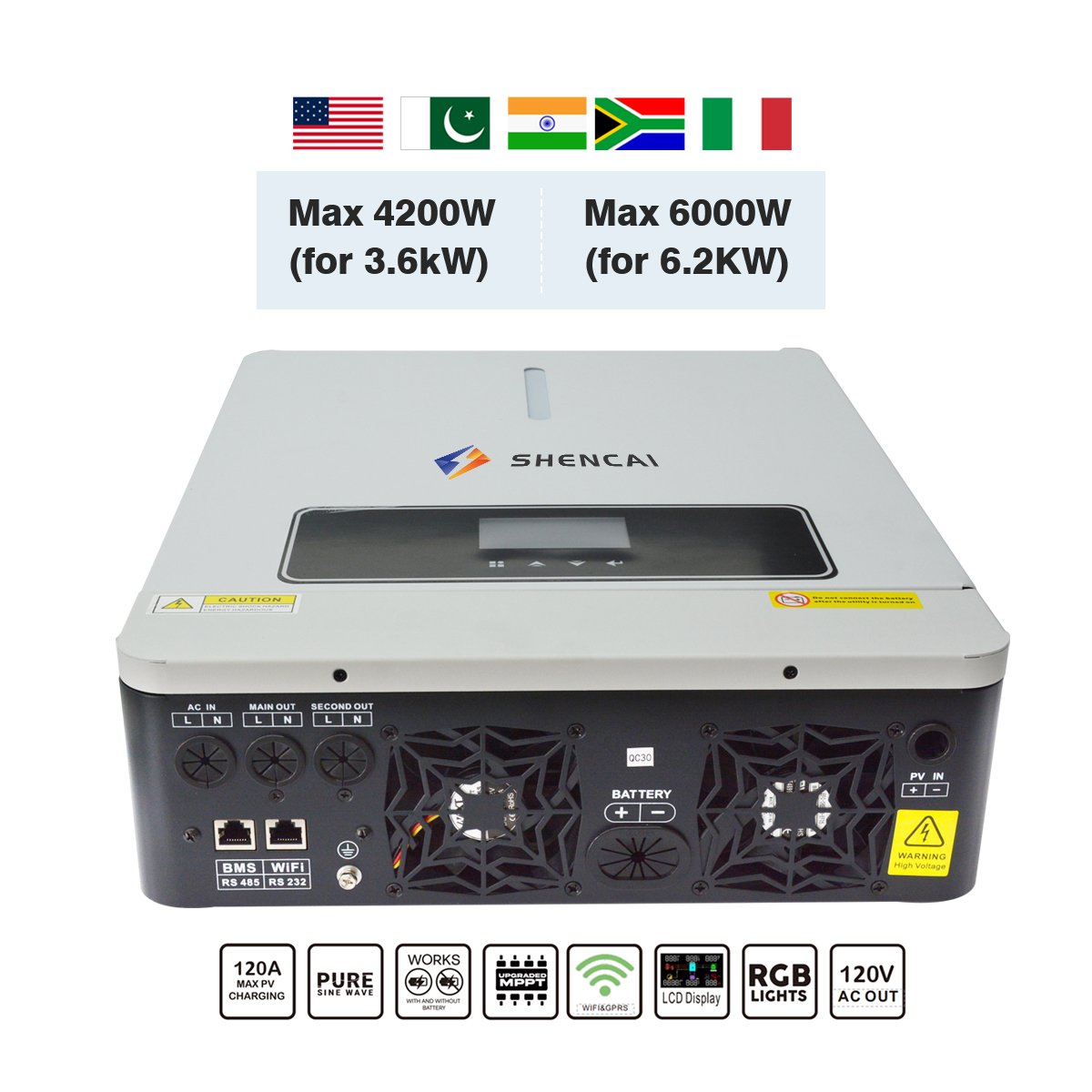 3.6KW 6.2KW Solar On Off Grid Tie Energy Storage Hybrid Inverter On-Off Grid Dual MPPT Hybrid Solar Inverter 3000W 6KW Price