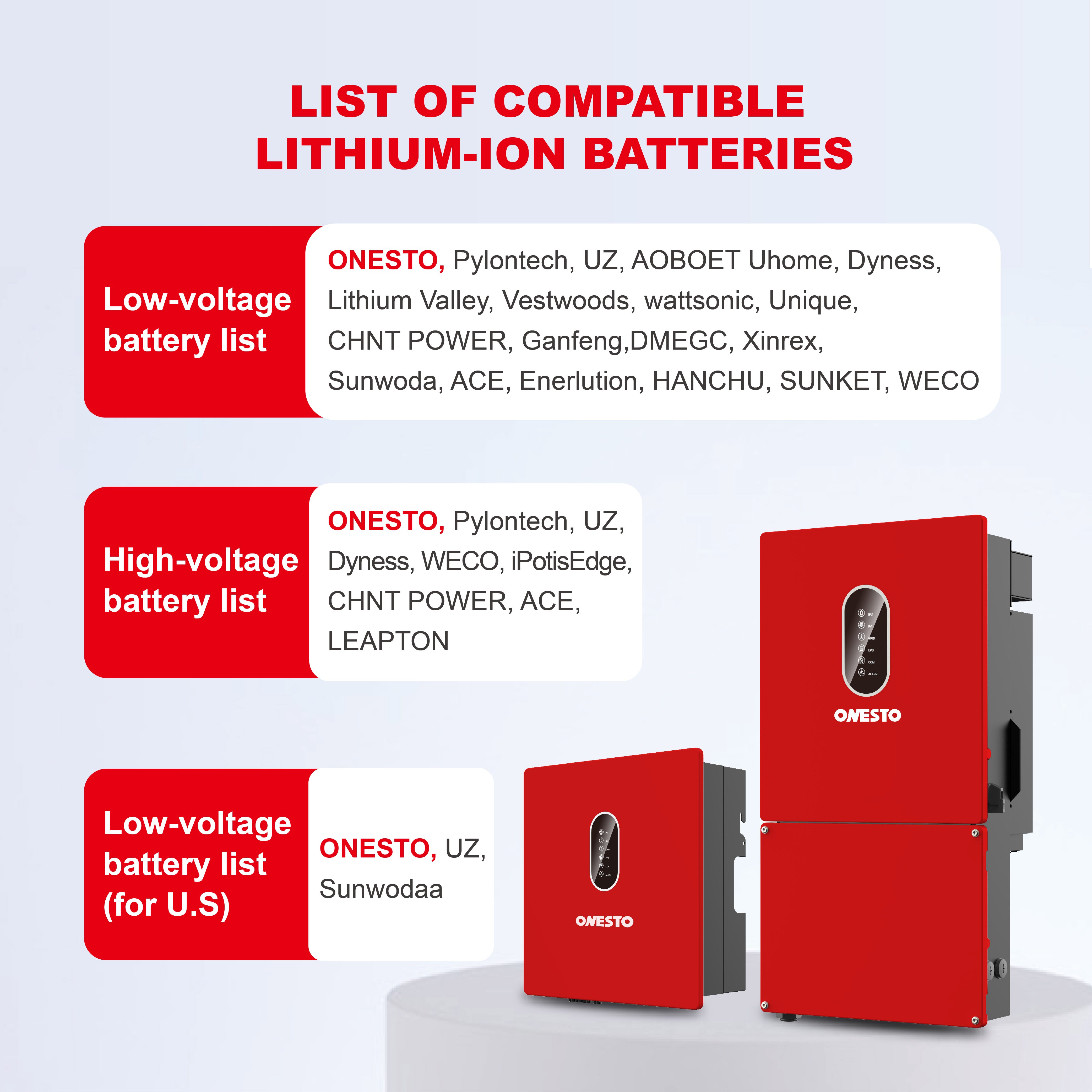 ONESTO Three Phase Hybrid Solar Inverter 5kw 6kw 8kw 10kw PV Inverter 1000V On Off Grid Inverter