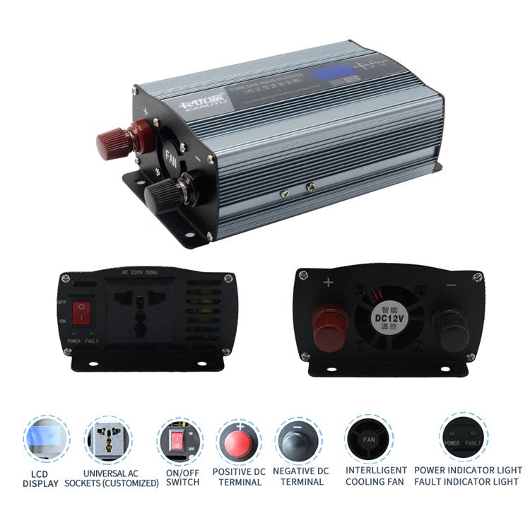 Hot sale car power inverter dc 12v ac 220v 300w 600w pure sine wave smart 300w solar inverter price with LCD display