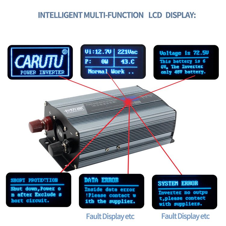 Hot sale car power inverter dc 12v ac 220v 300w 600w pure sine wave smart 300w solar inverter price with LCD display