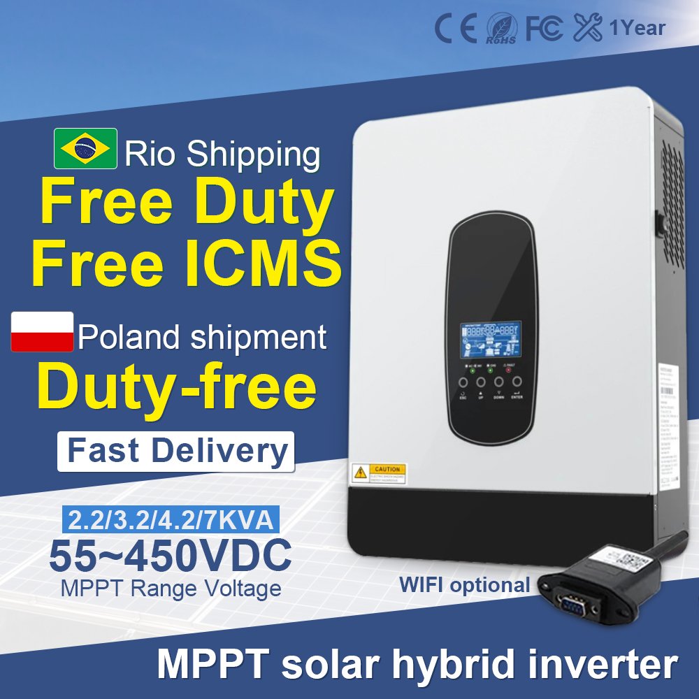 Jesudom 4.2KW Hybrid Solar Inverter 24VDC to 230VAC 120A MPPT Solar Charge Controller for Home Appliance
