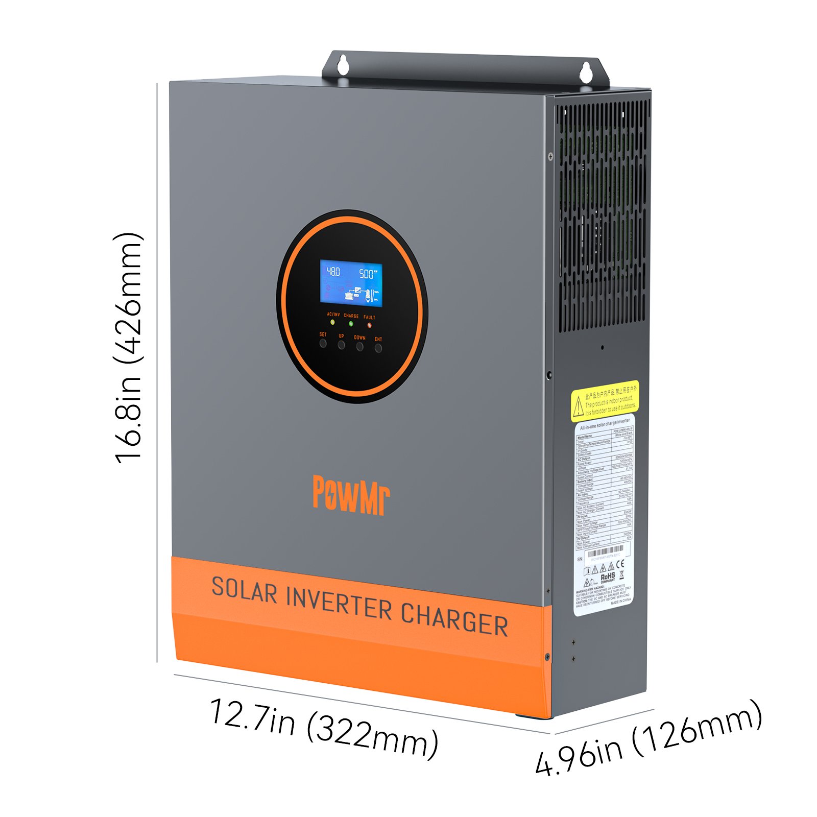 PowMr Single Phase 5000W 48V Solar Inverter 5KW 120V AC Output Pure Sine Wave Off grid Solar Inverter