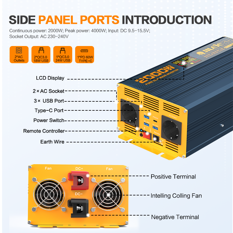 Eu Warehouse Dc 12v 24v 48v To Ac 110v 220v Pure Sine Wave Inverter 5000w 10000w Power Solar Inverter On Sale