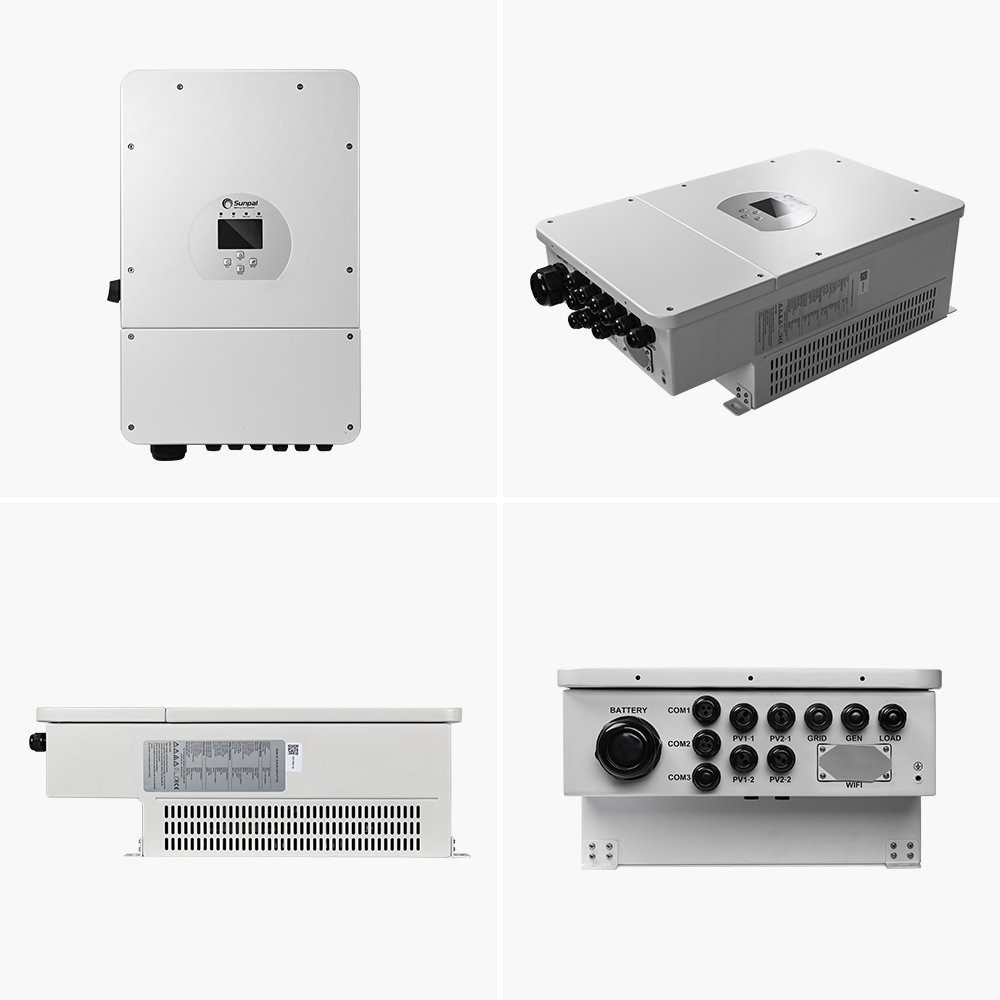 Sunpal inverter solare ibrido dual mppt single split phase 48v 5kw 6kw 10kw on grid and off grid hybrid solar vfd inverter