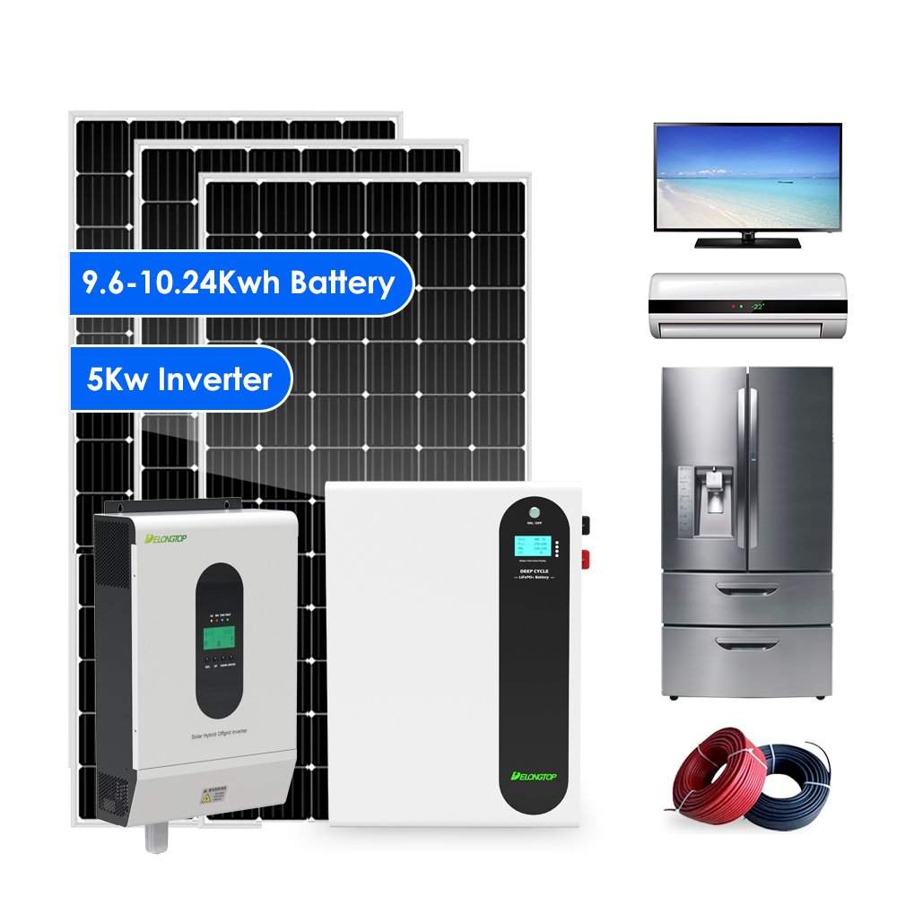 Solar Energy Storage Delong 10KW Powerwall Lifepo4 battery with 5KW Hybrid Solar Inverter
