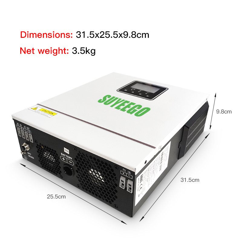 SUYEEGO 1.5kw 1000w Off Grid Power System Pure Sine Wave With Mppt Charger Max Pv Input 24V Dc To Ac 230V Hybrid Solar Inverter