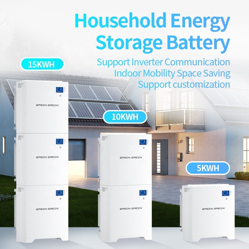 Basen 48V 100Ah 200Ah 300Ah Stackable 51.2V 5Kwh 10Kwh 15Kwh LiFePO4 Battery For Solar Home Energy Storage Use
