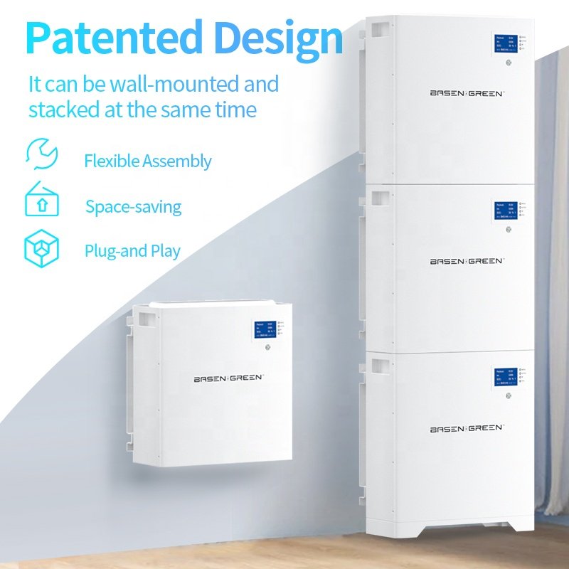 Basen 48V 100Ah 200Ah 300Ah Stackable 51.2V 5Kwh 10Kwh 15Kwh LiFePO4 Battery For Solar Home Energy Storage Use