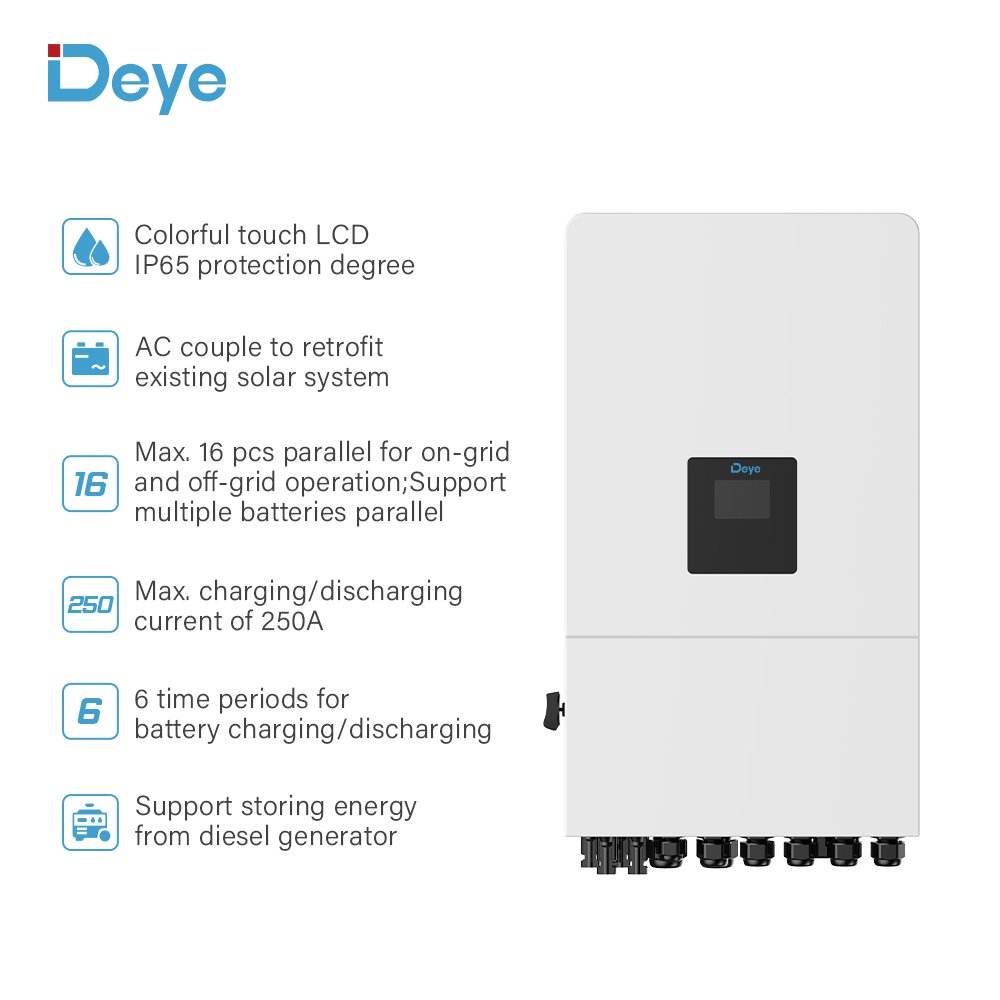 Deye Dc Ac Solar Inverter Full Automatic 4Kw 5Kw 8Kw Hybrid Inverter Single Phase Ip65