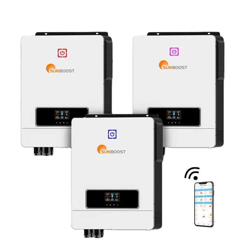 SunBoost 7kw 8kw 10kw MPPT Hybrid Solar Inverter Generator Single Phase Output Pure Sine Wave 220V Off-Grid MPPT Solar Generator