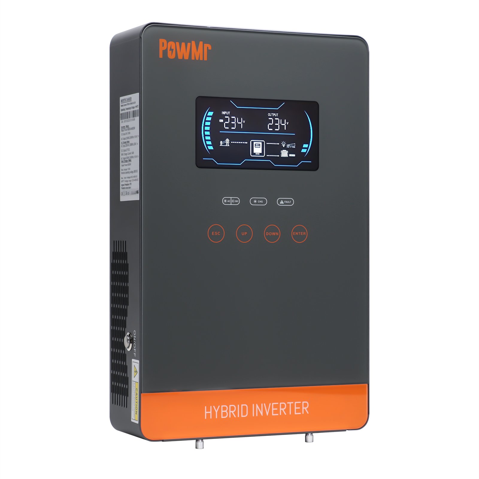 PowMr 4.5KW 24V 48V 220v Hybrid Solar Inverter Charger Pure Sine Wave 6.5KW Rechargeable Solar Hybrid Inverter