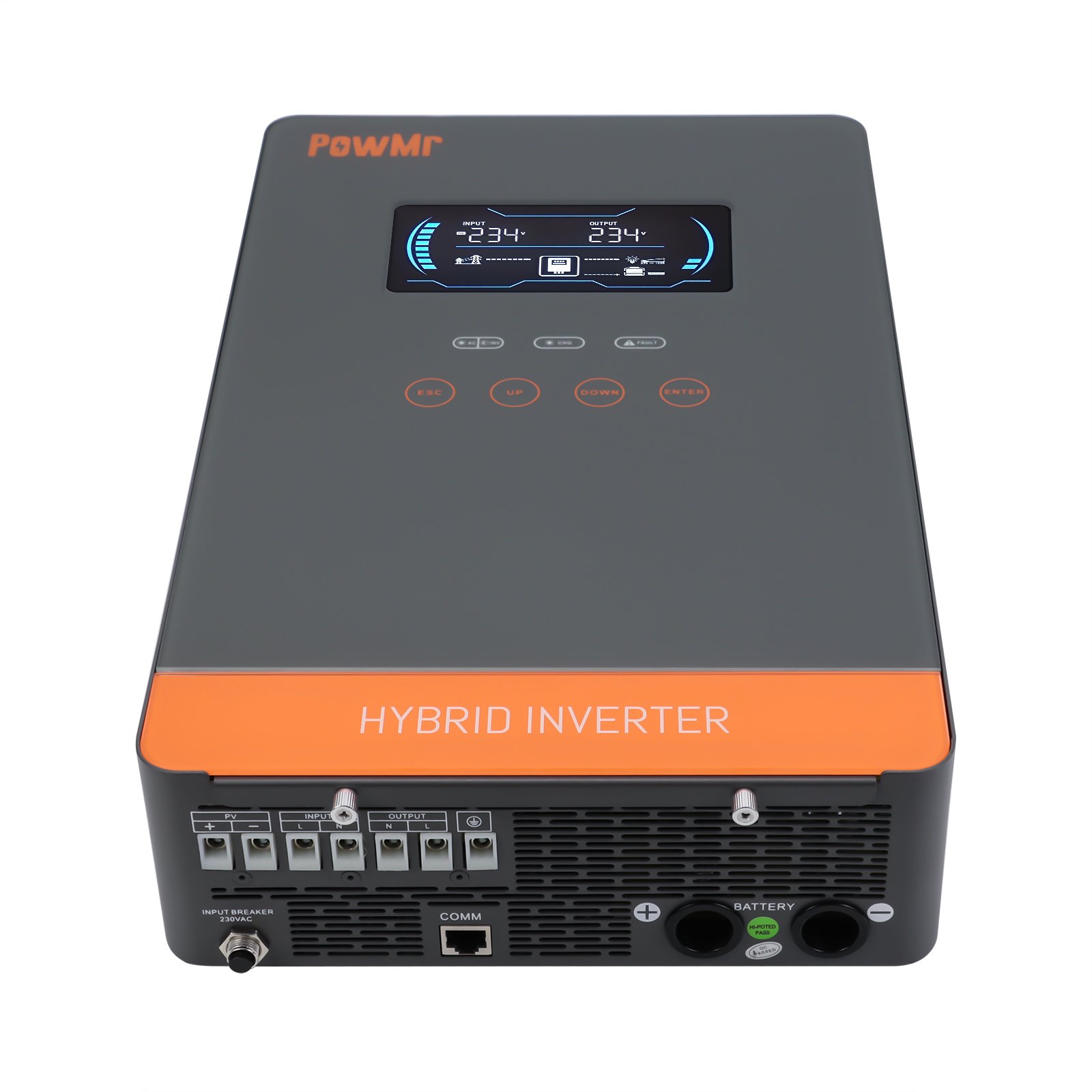 PowMr 4.5KW 24V 48V 220v Hybrid Solar Inverter Charger Pure Sine Wave 6.5KW Rechargeable Solar Hybrid Inverter