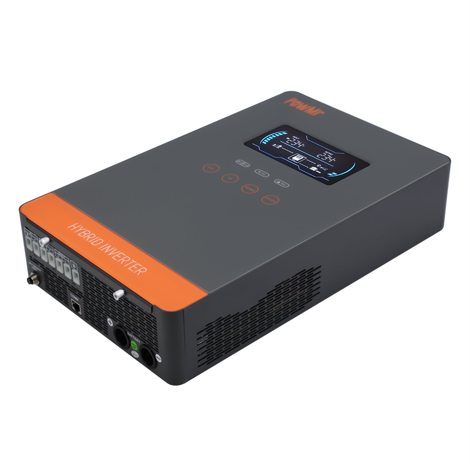 PowMr 4.5KW 24V 48V 220v Hybrid Solar Inverter Charger Pure Sine Wave 6.5KW Rechargeable Solar Hybrid Inverter