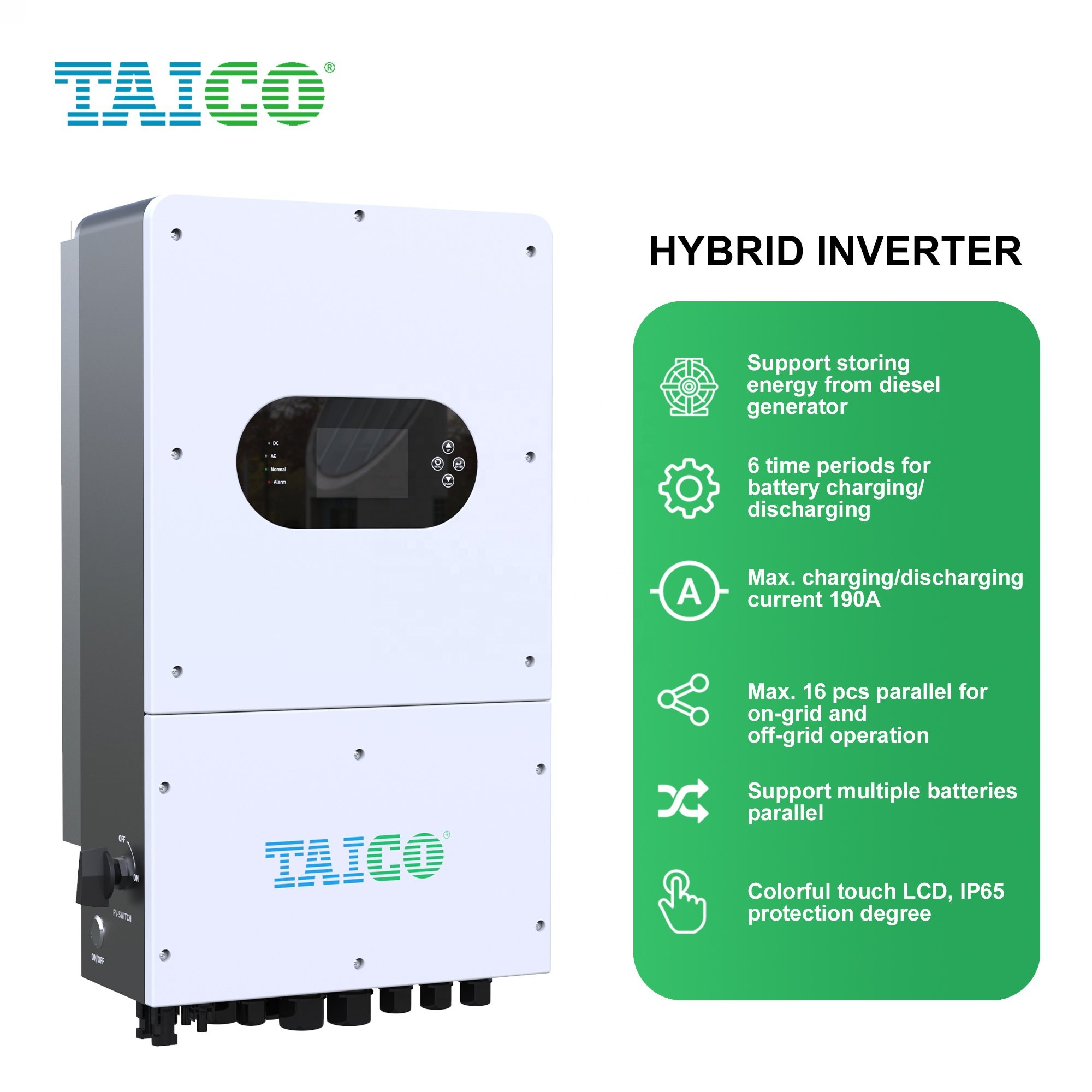 TAICO Solar Panel Hybrid System Hybrid 10kw solar inverters 3kw 10kw 5kw Hybrid solar inverter For Home