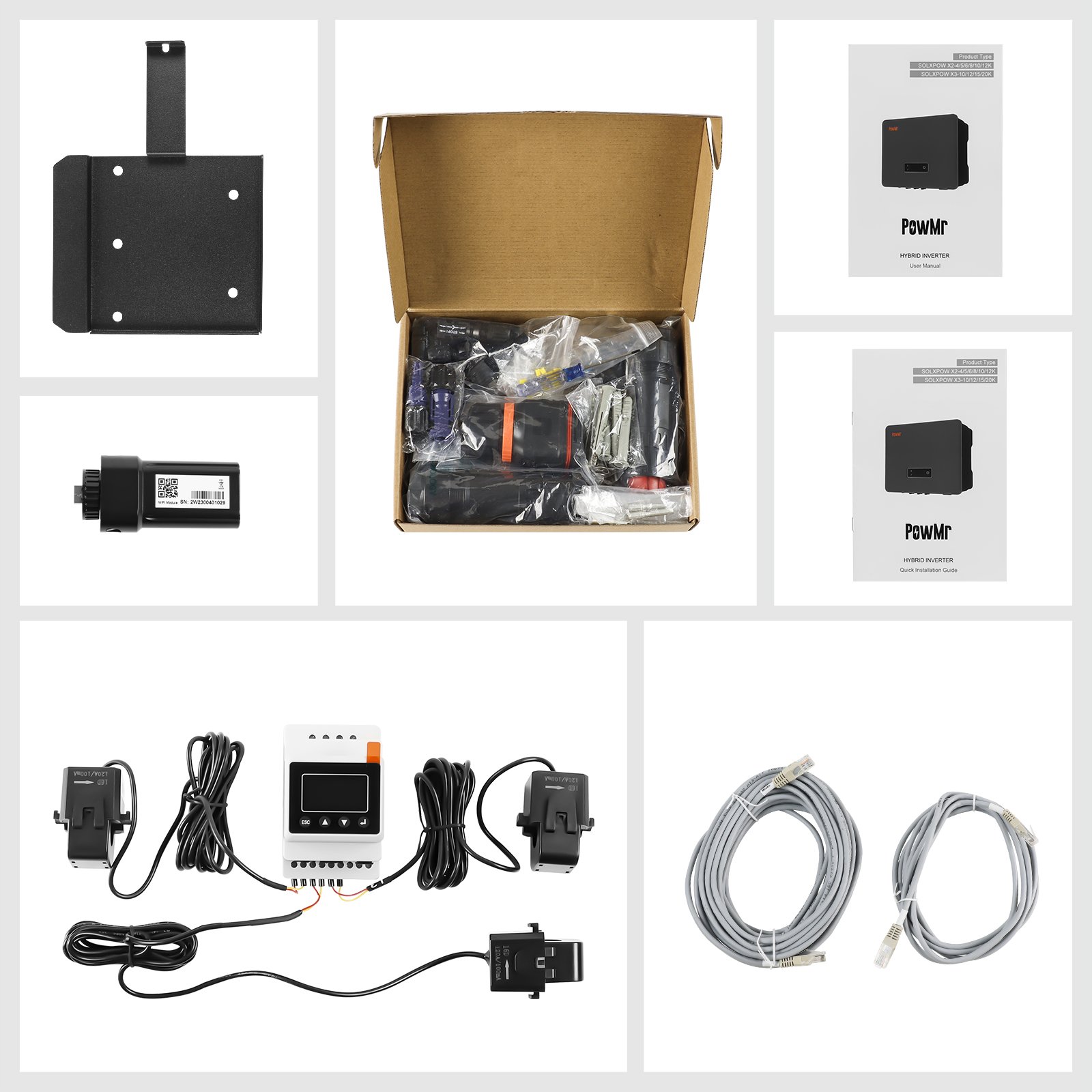 PowMr High Efficiency 3/3.6/4.2/5/6/8KW 230AC On/Off Grid Inverter 450HV IP65 Energy Storage Hybrid Solar Inverter