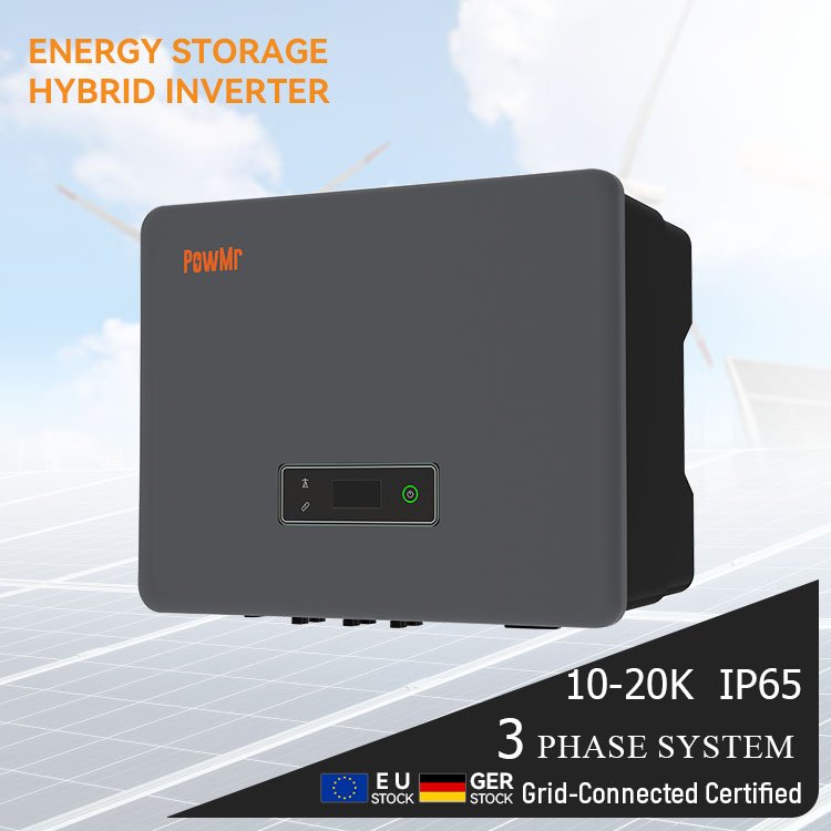 PowMr 10/15/20/25KWh High Voltage Energy Storage System with 12KW/20KW Three Phase Hybrid Solar Inverter