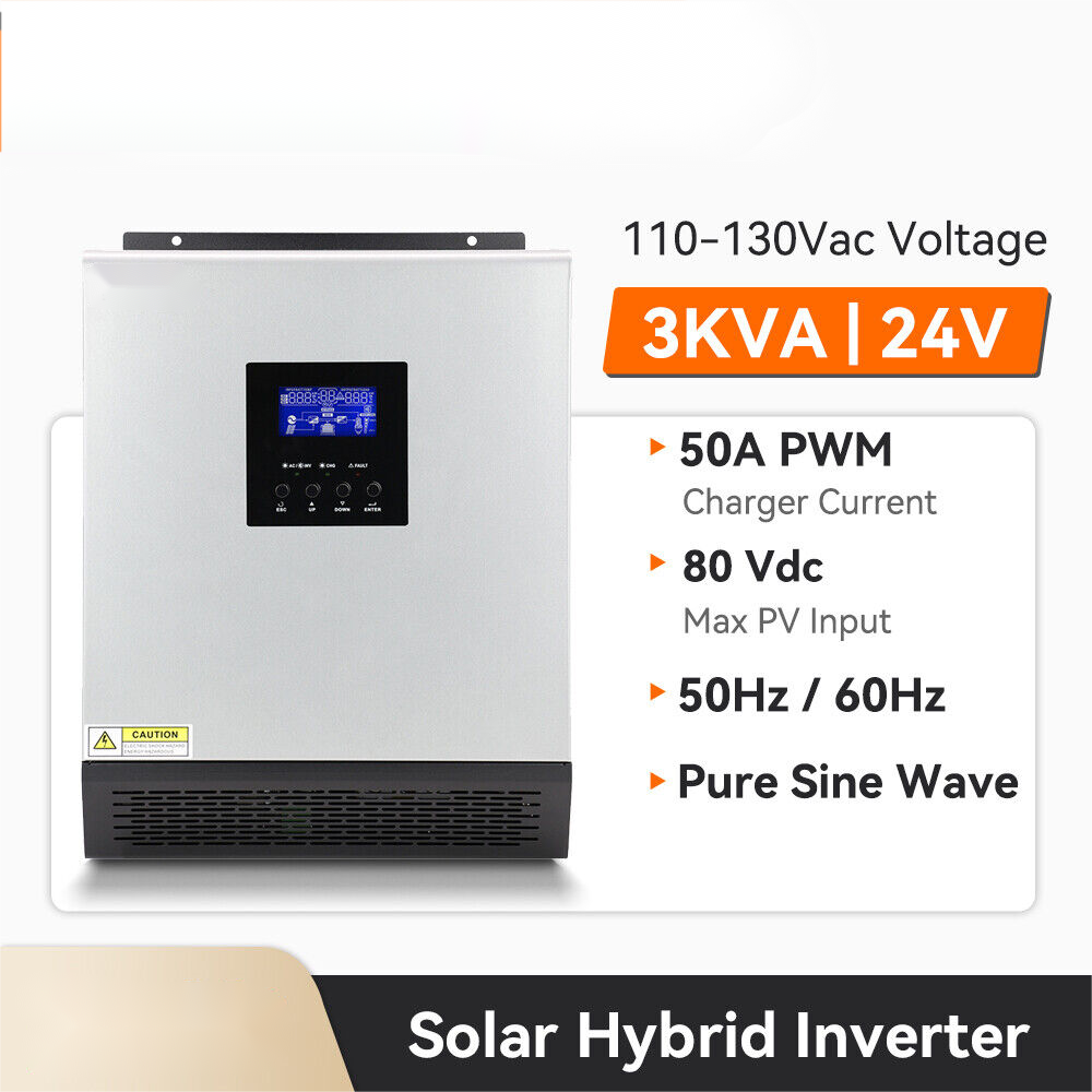 High Frequency 3KVA 24V Solar Inverter Charr Hybrid Off-Grid Mini 110V Single Output with Built-In Solar Charger Controller