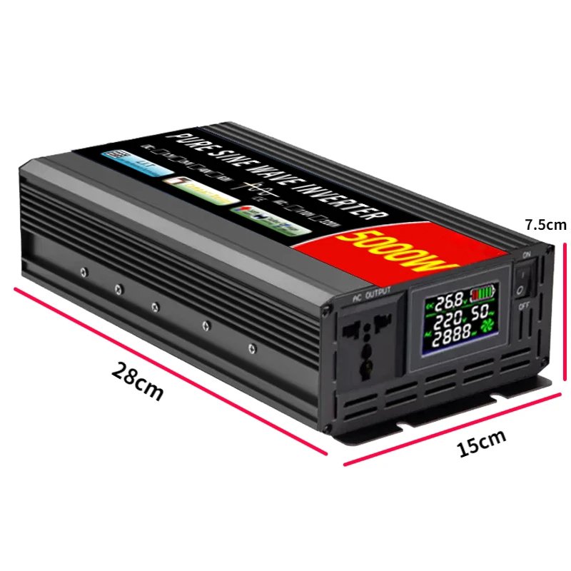 Inverter 12v 220v Pure Sine Wave 24v 110v DC To AC 2000W 3000W 4000W 5000W Multi-function Power Converter Car Solar Inverter