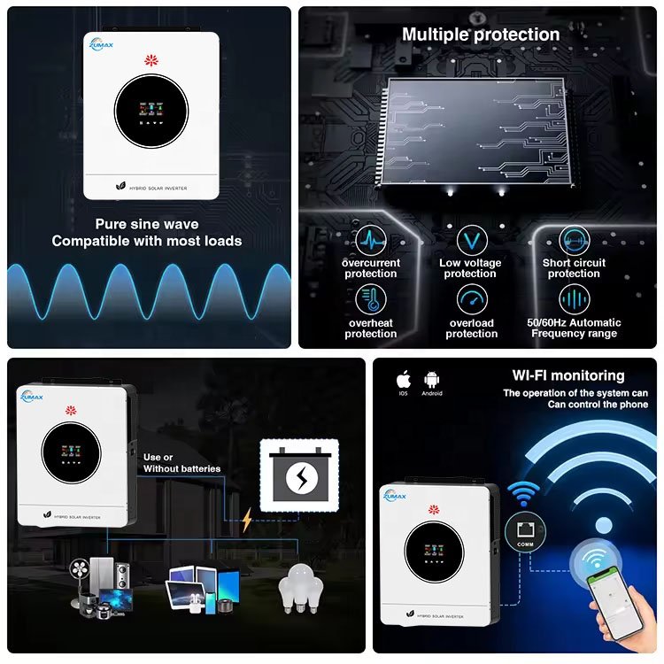 zumax Inverter on off Grid Solar Inverter 3kw 5kw 6kw 8kw 10kw Pure Sine Wave Solar Power 5kw Inverter