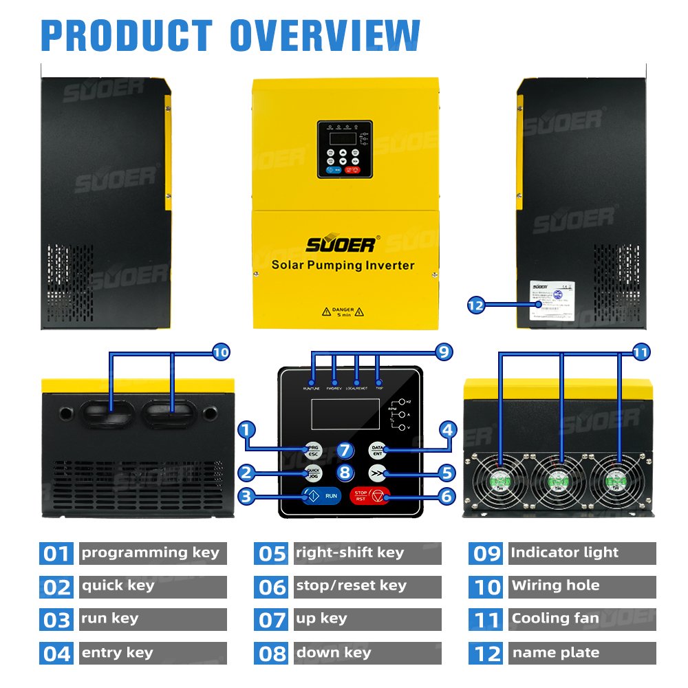 Suoer 3 phase 380 volt solar inverter vfd variable frequency drive solar water pump controller inverter