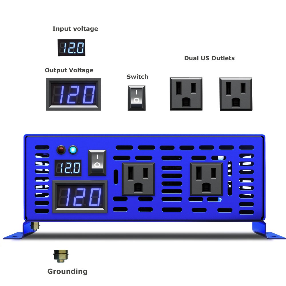 WZRELB Factory Made 1000w 12v/36v/48v DC To 120v 220V AC 1000 Watt Pure Sine Wave Inverter 24v Solar Inverter