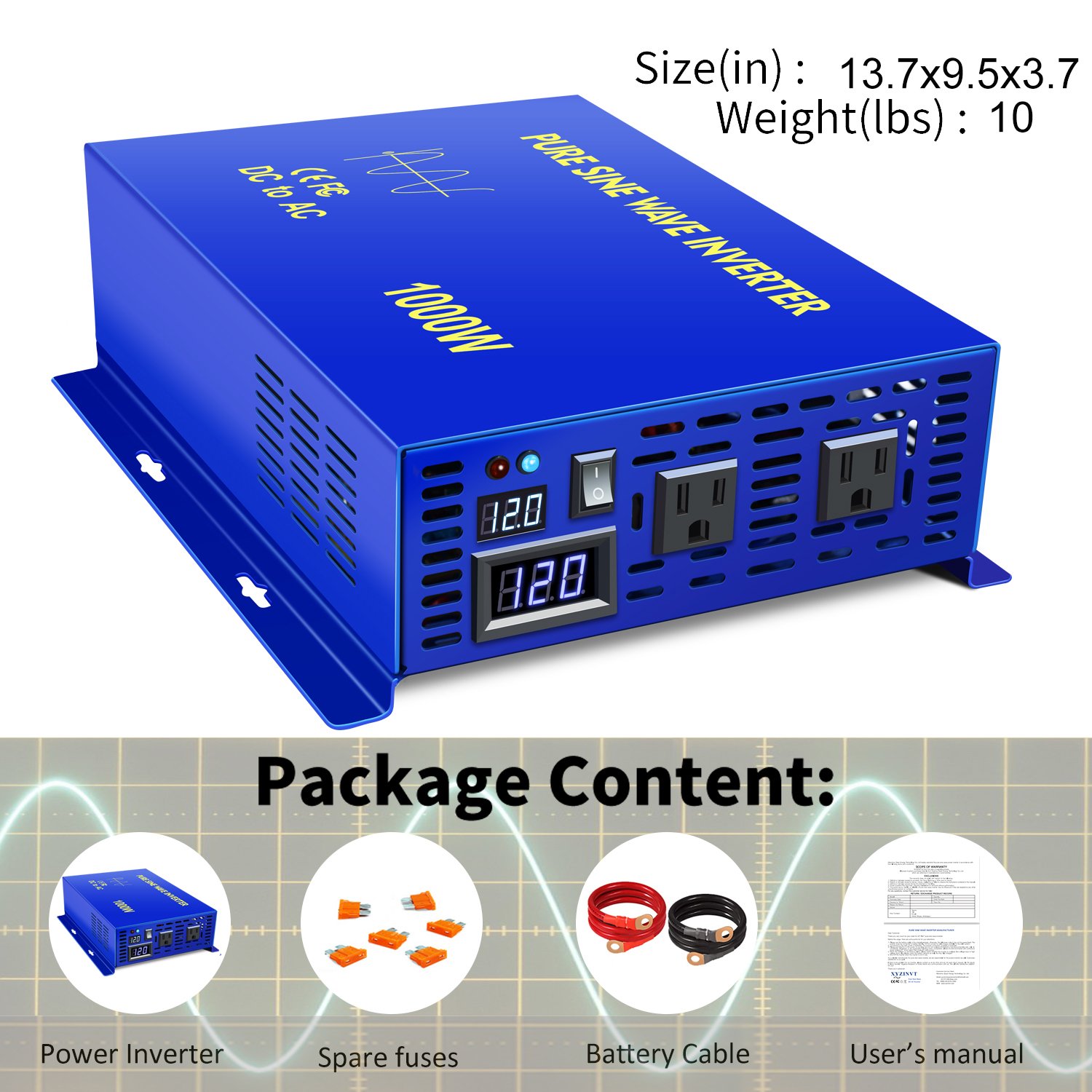 WZRELB Factory Made 1000w 12v/36v/48v DC To 120v 220V AC 1000 Watt Pure Sine Wave Inverter 24v Solar Inverter