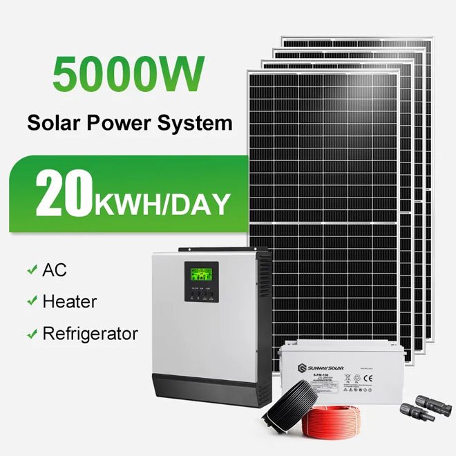 Solar System Solar Water Heaters for Home 5kw 15kw 25kw 30 Kw 10 Kw with Ithium Battery 48v 200ah Wooden Box Lithium Battery