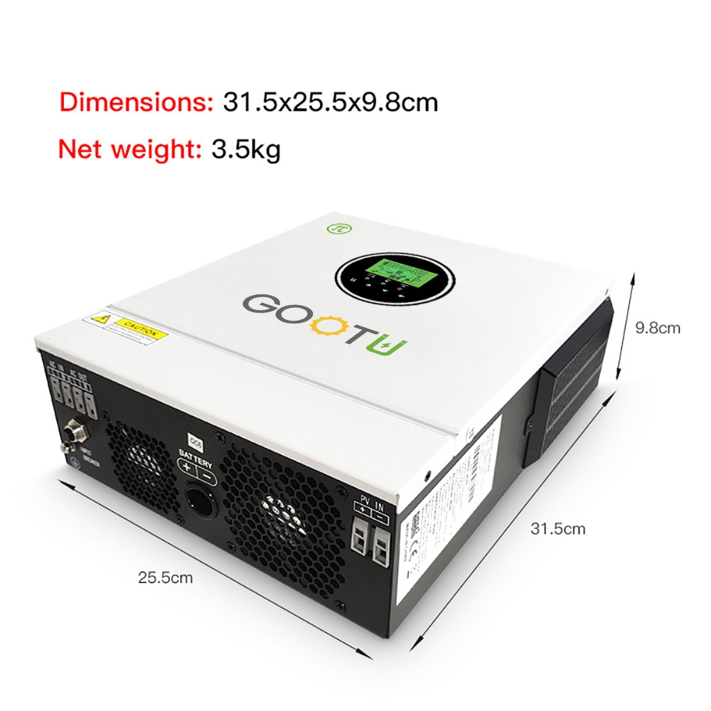 GOOTU 1KW 1.5KW 2KW Off Grid 12V 24V Solar Power Pure Sine Wave Solar Inverter