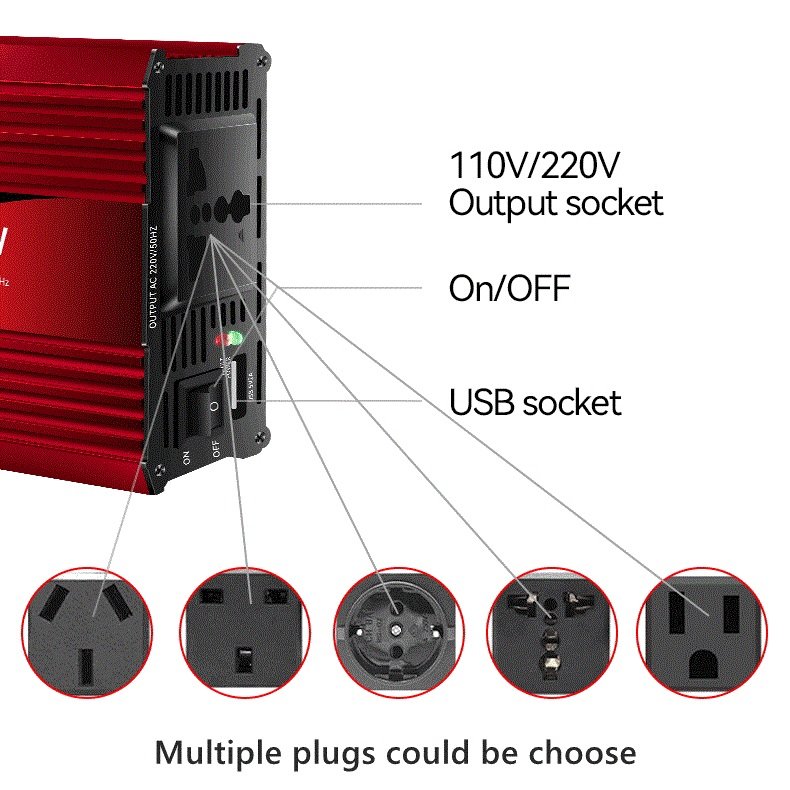 Fumosi Factory DC/AC Inverters 2000 Watt Rechargeable Power Inverter To 220V 110ac 2800W Power 12v 24v 48v 60v 2000w