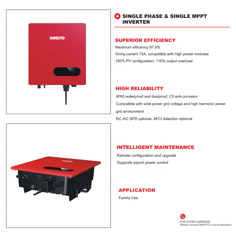 High quality on grid inverter 2kw 3kw solar inverter with single mppt smart app control grid tie inverter