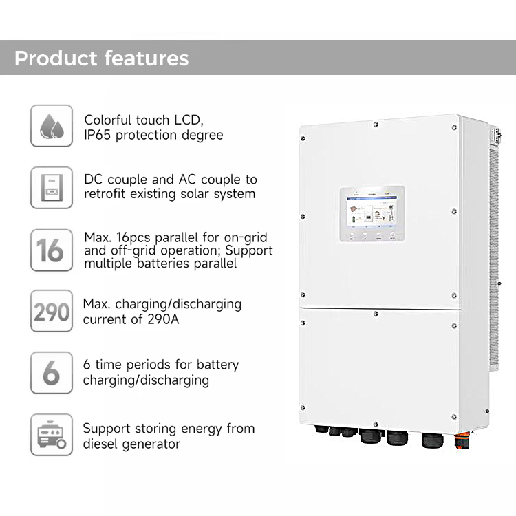 8000W Three Phase Inverter 380VAC MPPT String Hybrid Solar Inverter Support Wifi Monitor