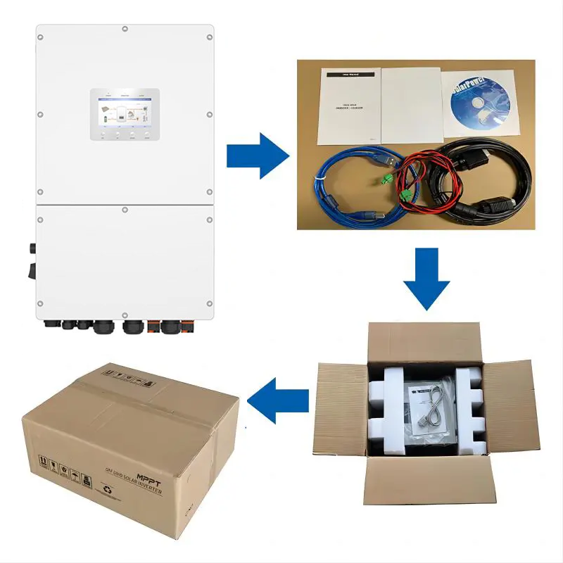 8000W Three Phase Inverter 380VAC MPPT String Hybrid Solar Inverter Support Wifi Monitor
