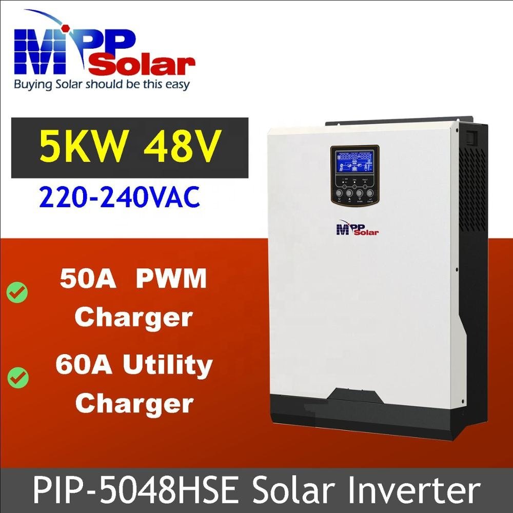 PIP5048HSE 5000w 48v 230v mppsolar inverter battery charger 60A PWM Solar charger 50A pure sine wave off grid solar inverter