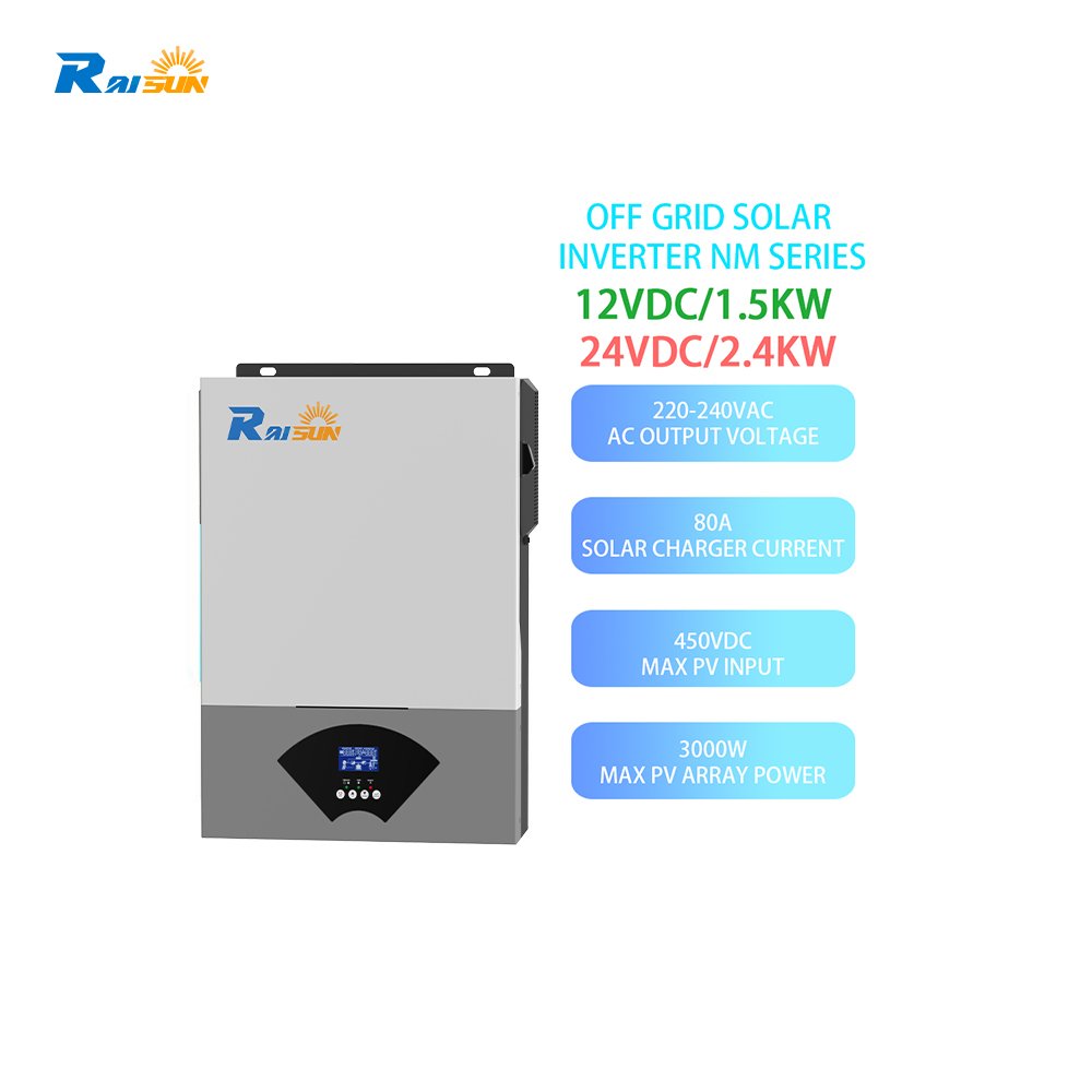 Raisun Solar Inverter 1.5KW 1.6kw 2.4KW 3kw 12V 24V Switch Protection Output Weight Rating Input Origin Type