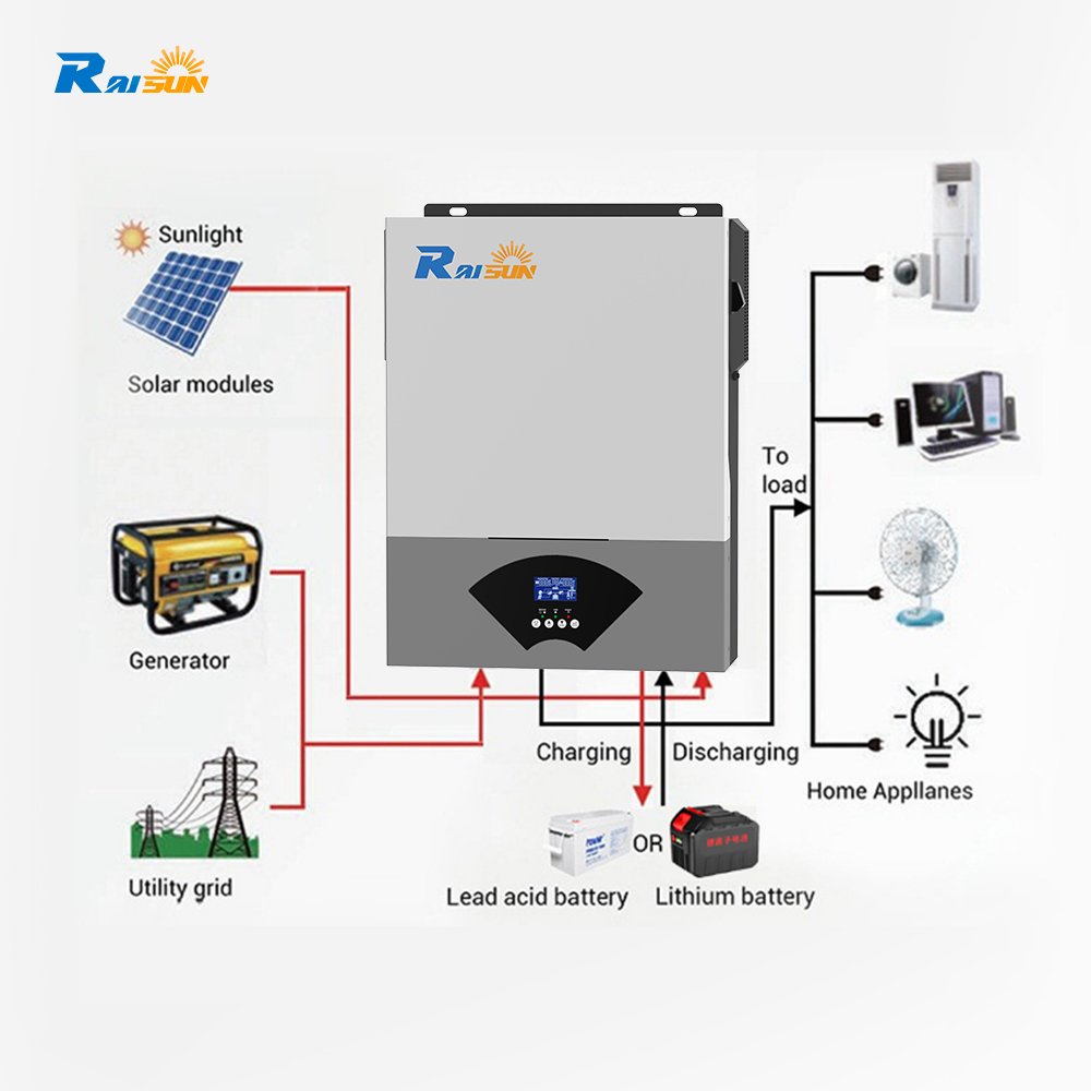 Raisun Solar Inverter 1.5KW 1.6kw 2.4KW 3kw 12V 24V Switch Protection Output Weight Rating Input Origin Type