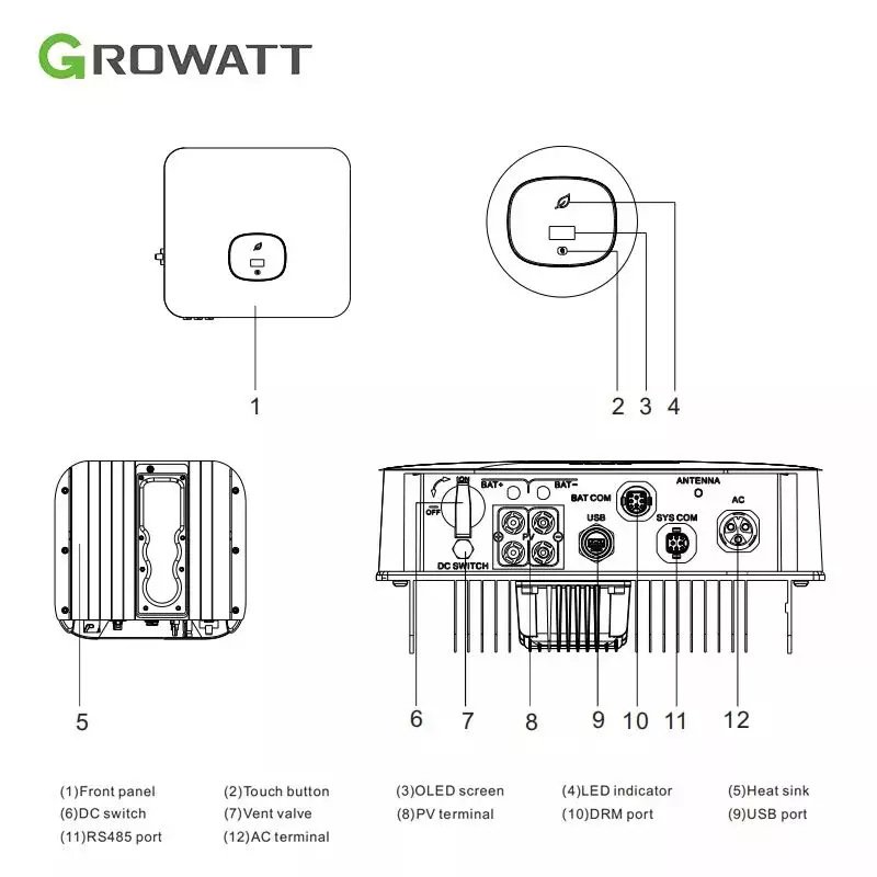 Growatt MIN 5000TL-X solar inverter Single Phase 5kw Hybrid Solar Inverter Off Grid Inverter