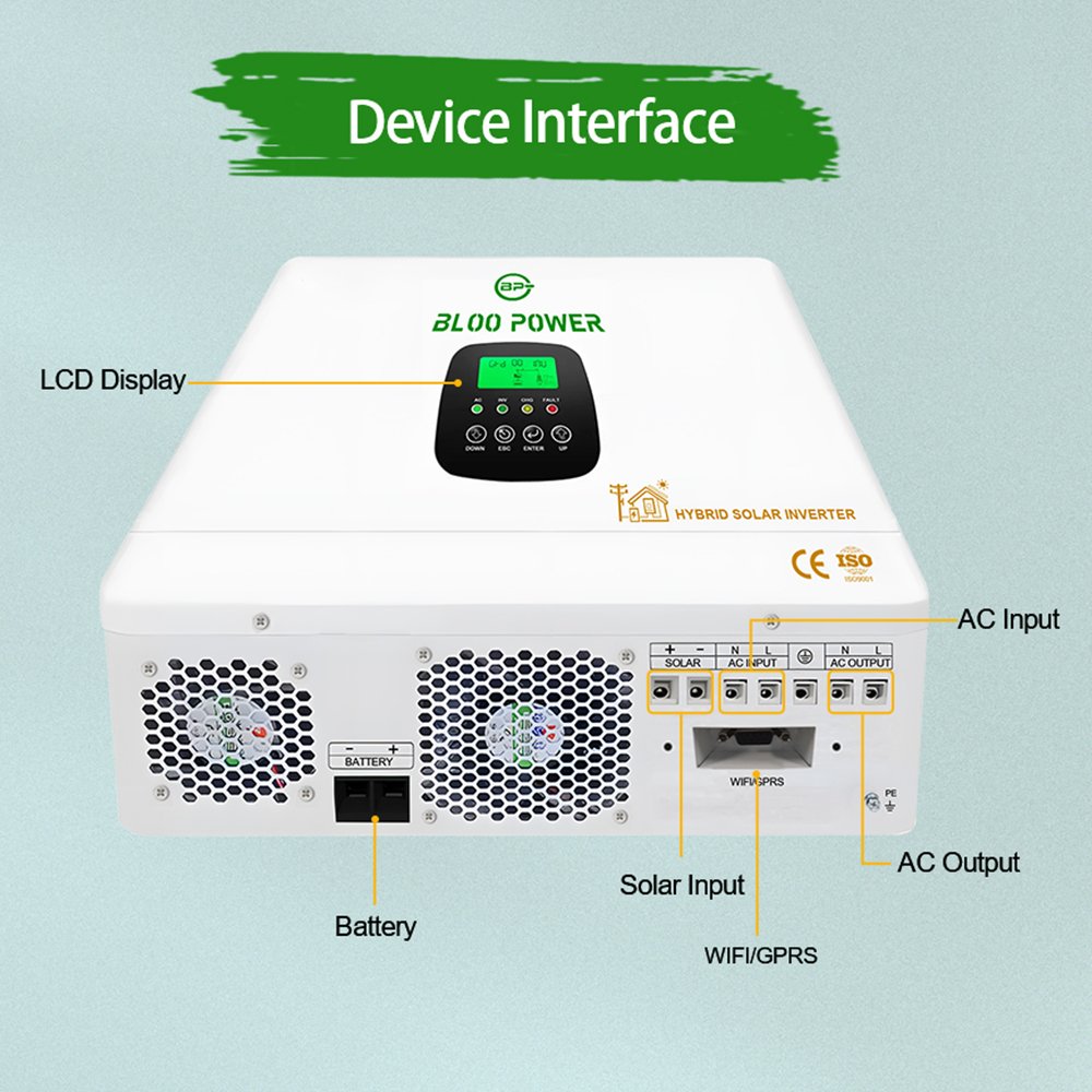 MPPT PV Off Grid Hybrid Solar Inverter Pure Sine Wave 3KW 5KW 10KW Hybrid Inverter Single Three Phase Inverter With WiFI Monitor