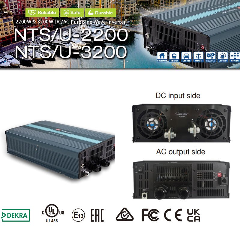 Meanwell inverter 12V 24V 48V DC to AC pure sine wave power car UPS inverter off grid solar inverter 300w 2000w 3000w 5000w