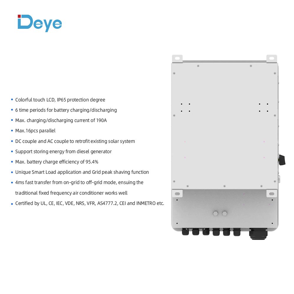 Deye SUN-7.6K-SG01LP1-EU 7.6kw single phase 2 mppt hybrid solar inverter in stock
