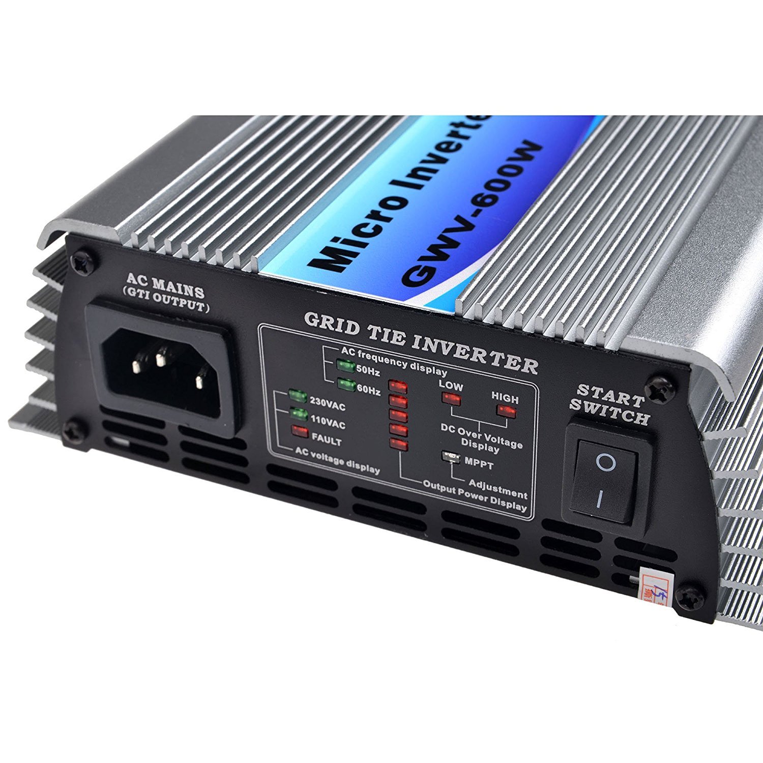 600W Grid Tie Solar Inverter MPPT Pure Sine Wave Micro Inversor DC30-55V PV Input AC120V/220V for 36V Solar Panel Home System
