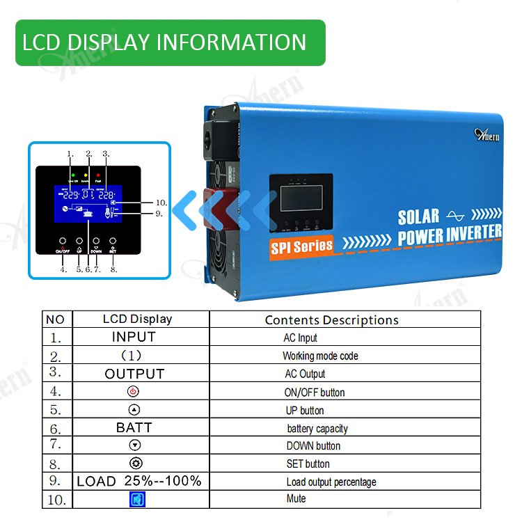 Power mppt 10kva 48v 220v pure sine wave hybrid solar inverter