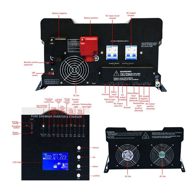 Hot Low Frequency Hybrid Off-Grid Pure Sine Wave Power Frequency Solar Inverter 3KW 8kw 10kw 12kw split
