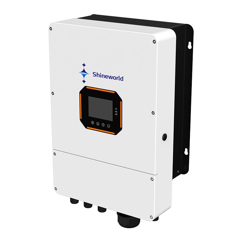 Shineworld 6KW 120A 450vdc LED Ring Lights Built in wifi Twin MPPT Dual Output 6000W 48V Hybrid Solar Inverter