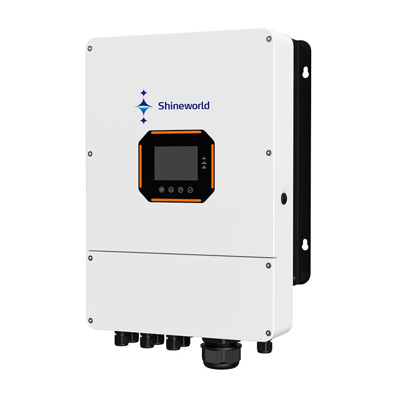 Shineworld 6KW 120A 450vdc LED Ring Lights Built in wifi Twin MPPT Dual Output 6000W 48V Hybrid Solar Inverter