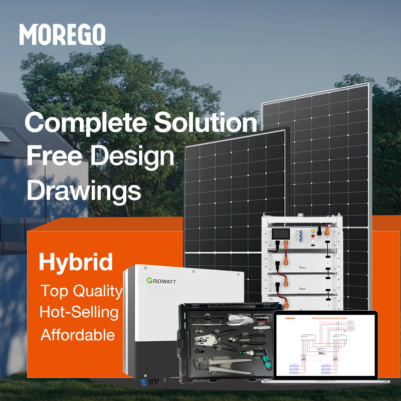 Moregosolar hybrid solar system complete 10KW 12KW battery for solar systems with three phase solar inverter hybrid for houses