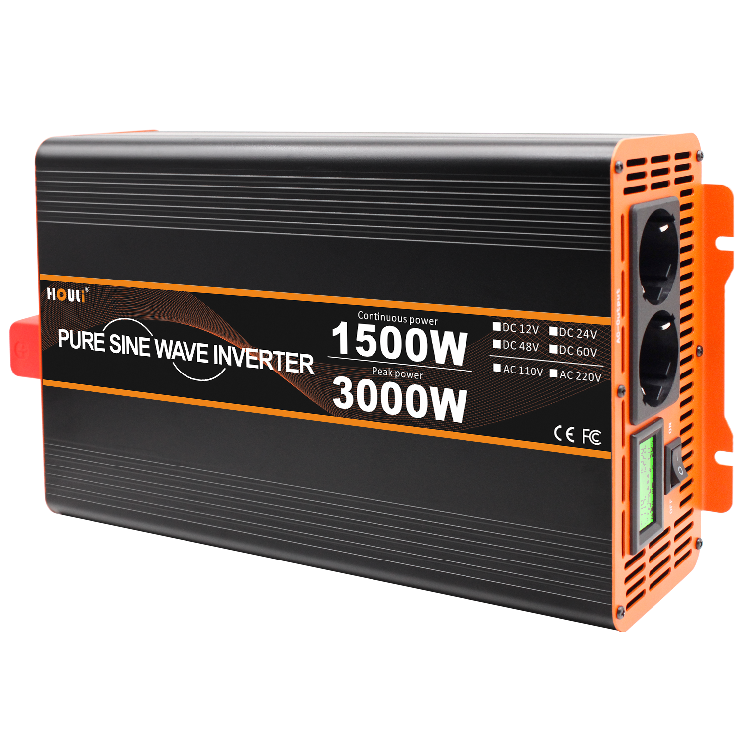 HOULI Remote control 6000W power solar Inverter 12V To 220V inversor de corriente 12v 110v 5000w 4000w 3000w Converter 2000w 24V