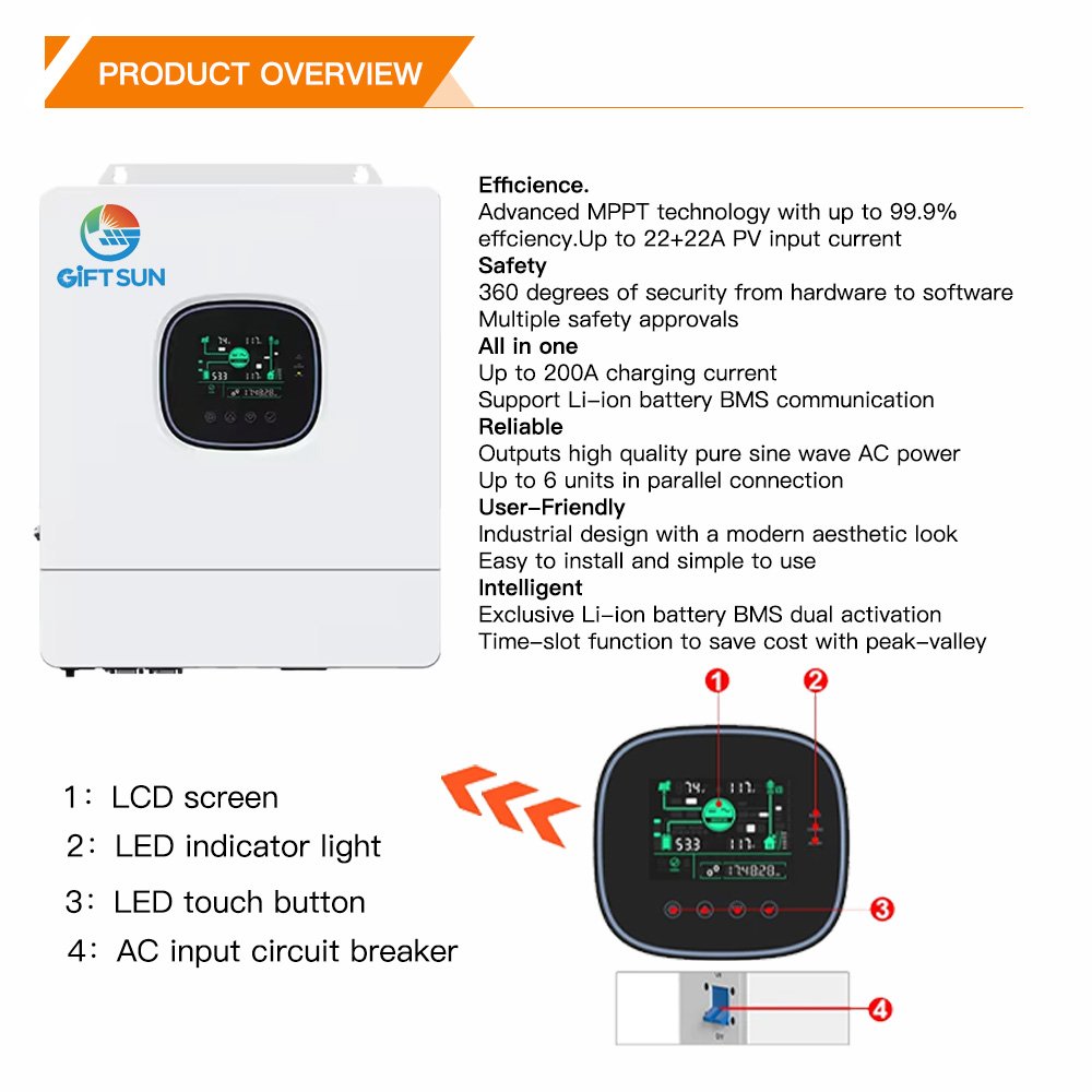 Solar Power Inverters 24V 48V 4Kw 5Kw 6Kw 5000w 6000w Off Grid Inverter With MPPT Solar Charge Controller