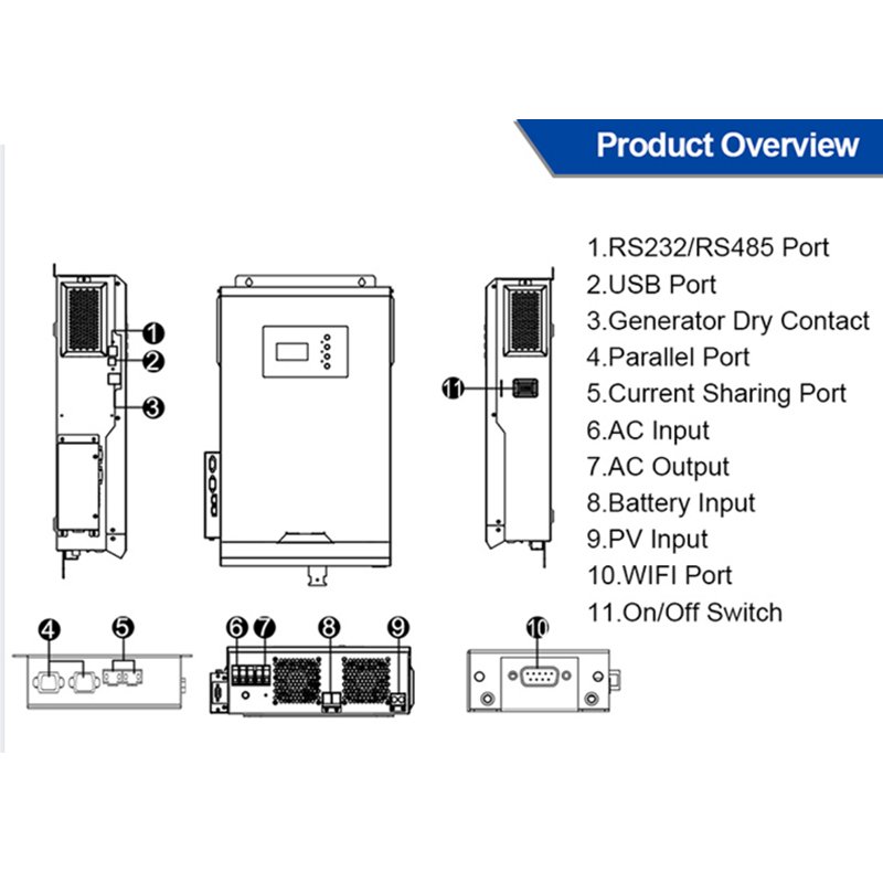 3000w Solar Inverter 3 Phase Off-grid 3kw Hybrid Solar Inverter Pure Sine Wave