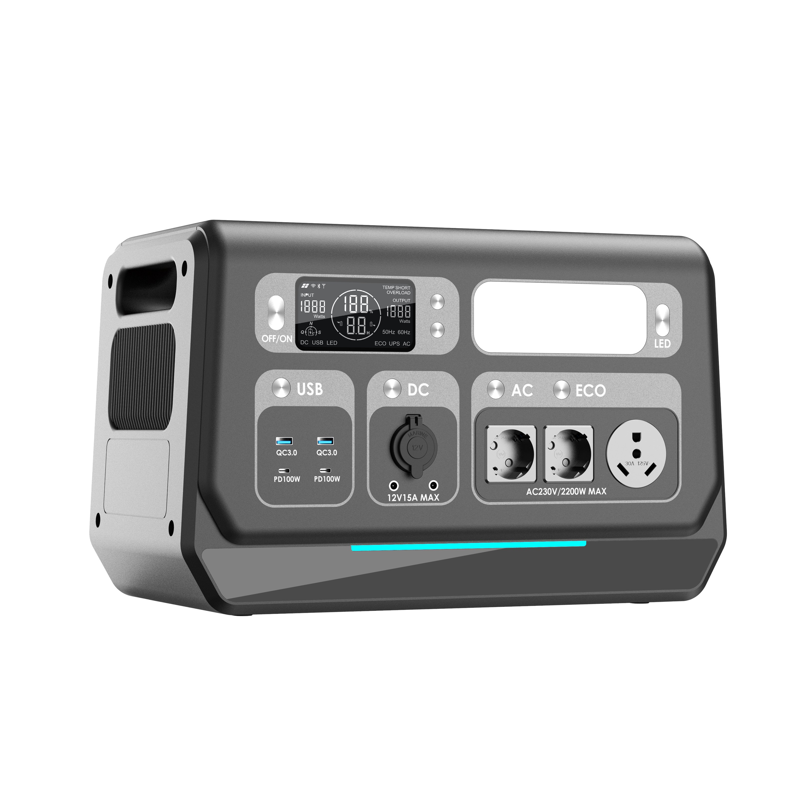 new product 2000w portable power supply lifepo4 battery booster pack fast charging solar generator outdoor